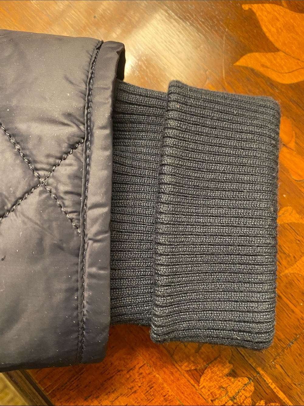 Barbour Quilted Navy Coat with Corduroy Collar • Size 10 - Picture 10 of 16